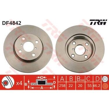 DF4842 DISK ON YARIS 06>258mm TRW