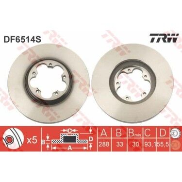 DF6514S DISK ON TRANSIT CUSTOM TOURNEO ARKA TEK TEKER TRW 288MM