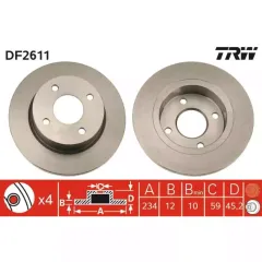 DF2611 DISK ON MICRA 92-02 K11 TRW