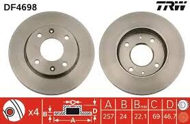 517122D300 DISK ON ELANTRA SONATA 98-00 MATRIX 00-04 257 MM TRW 4158